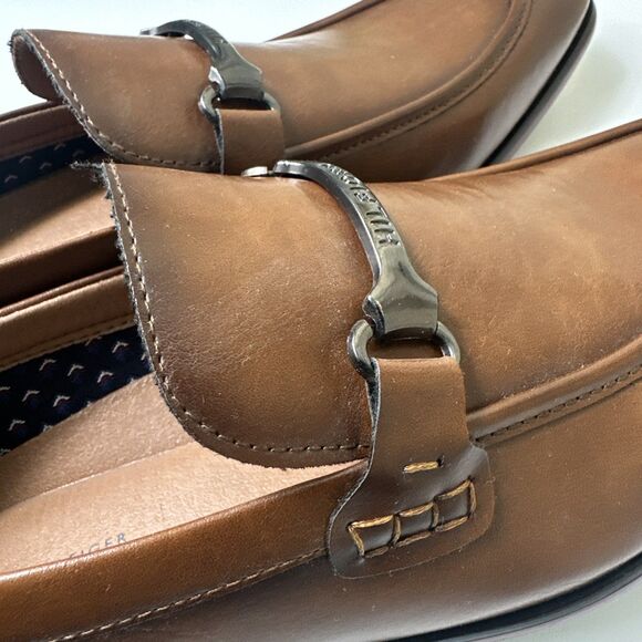 Tommy Hilfiger Men\'s Sz 11 M Dark Natural Brown PU Leather Senner Loafers NWOB main image 6